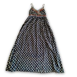 Kiddo By Katie Girls Sleeveless Navy/Multicolor Maxi Dress Girls Size Med Summer